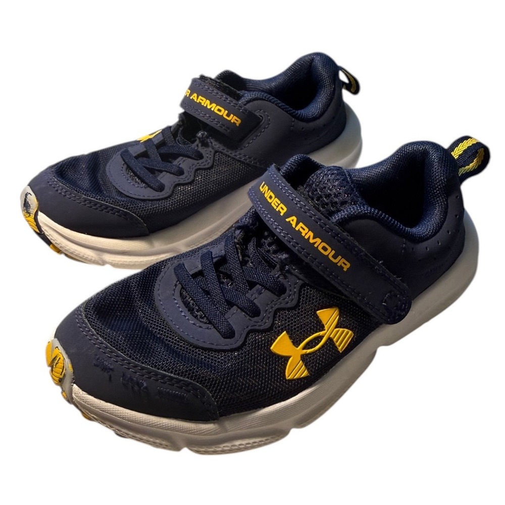 Under Armour Assert 9 AC Navy Yellow Kids Running Shoes‎ 3026183-410 Size 13K